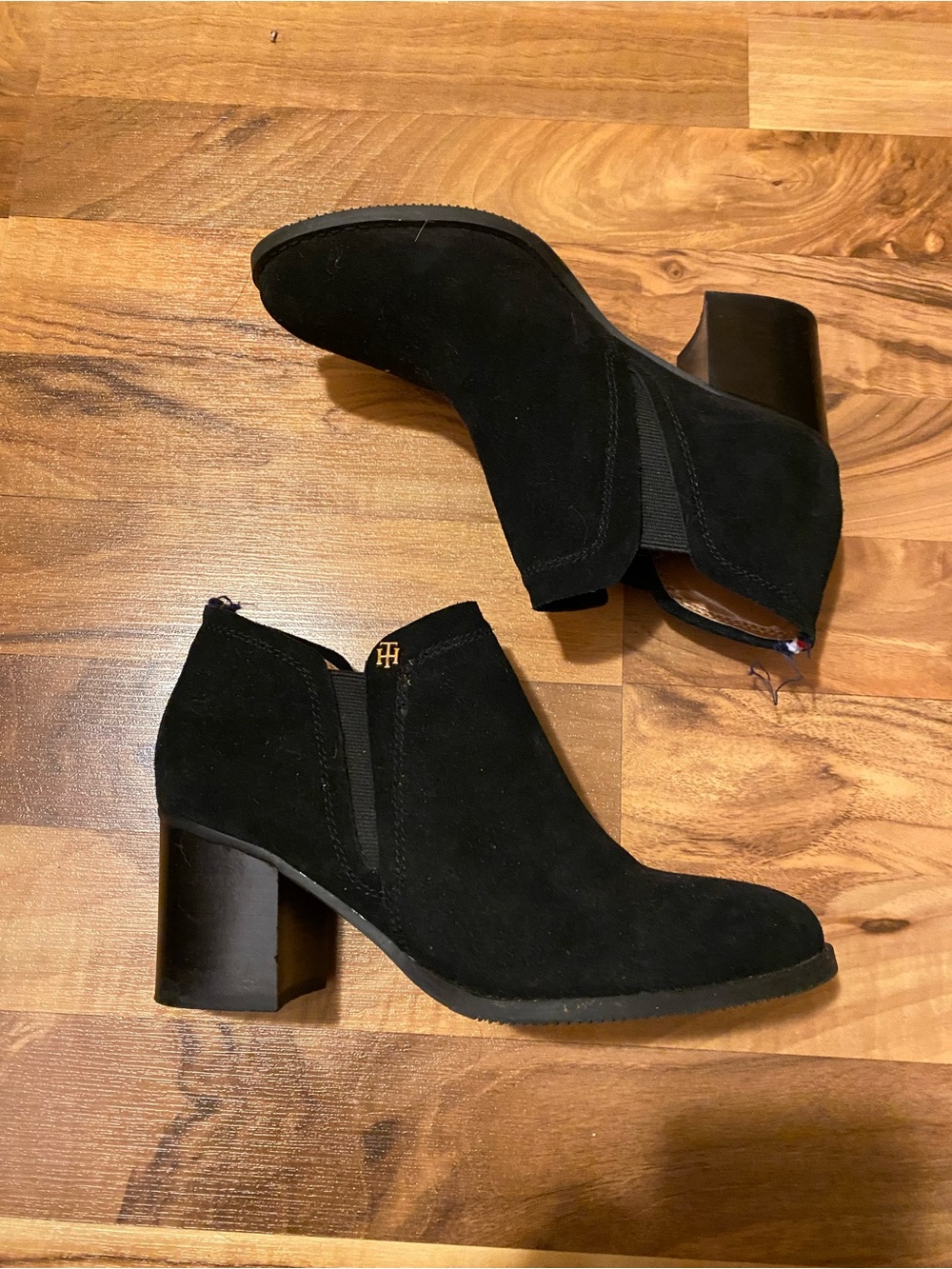 Black Ankle Booties with Block Heel